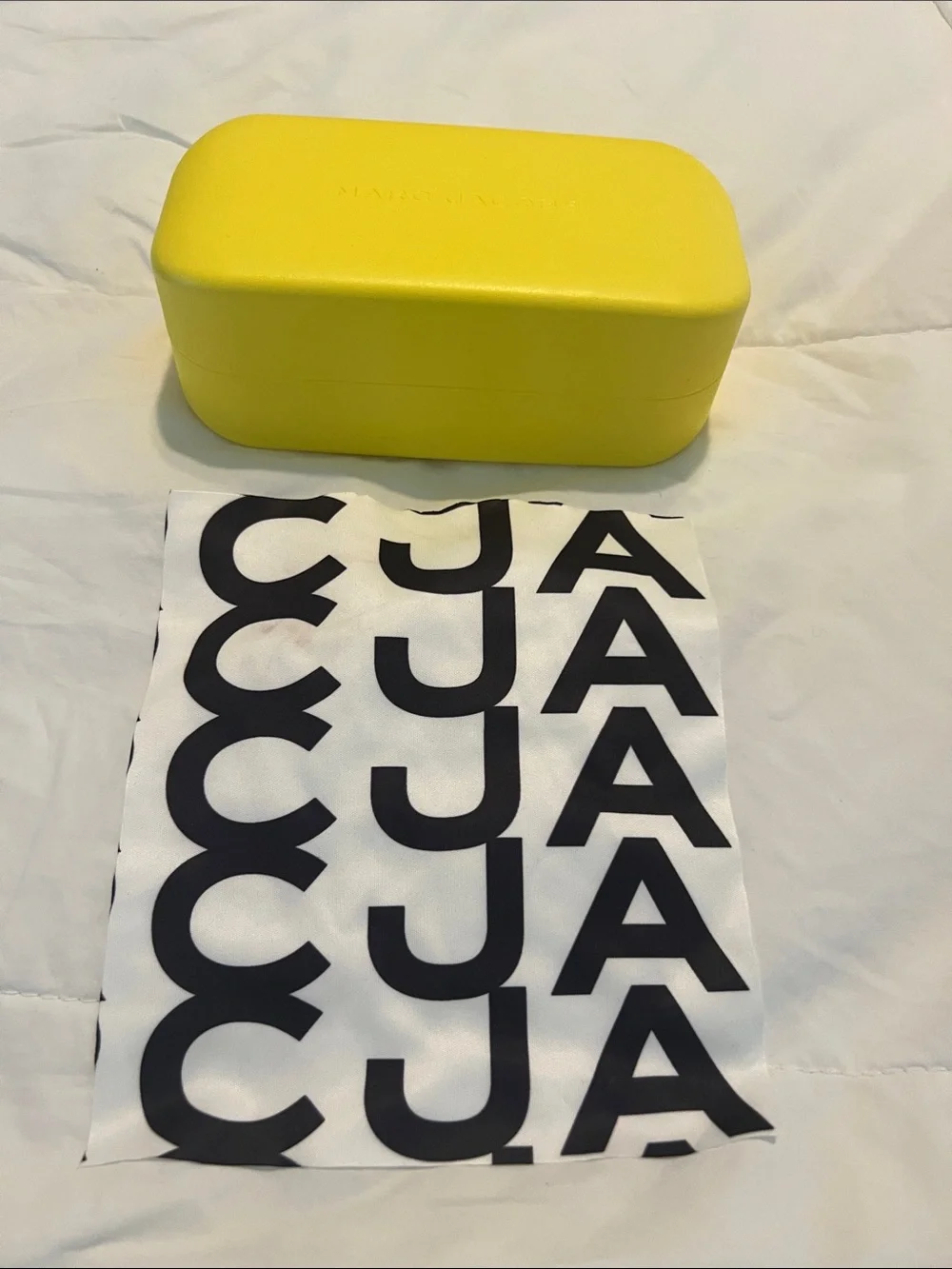 Marc Jacobs Yellow and Black Eyewear/Accessory Case with Branded Cloth